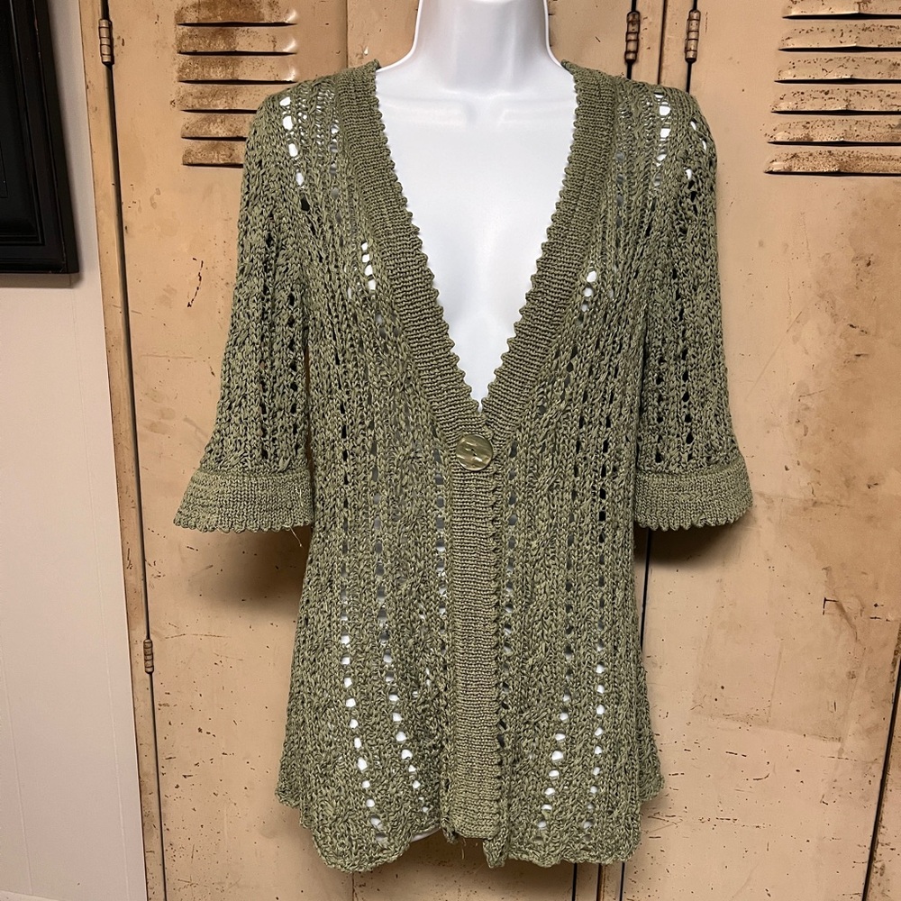 Susan Bristol Cotton/Nylon Open Weave Sweater Size M